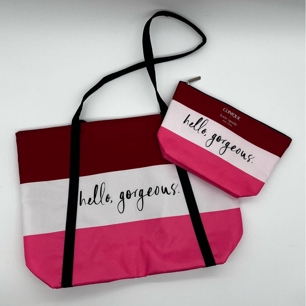 Kate Spade & Clinique Collab Red and Pink Tote with Bonus Pouch | NWT